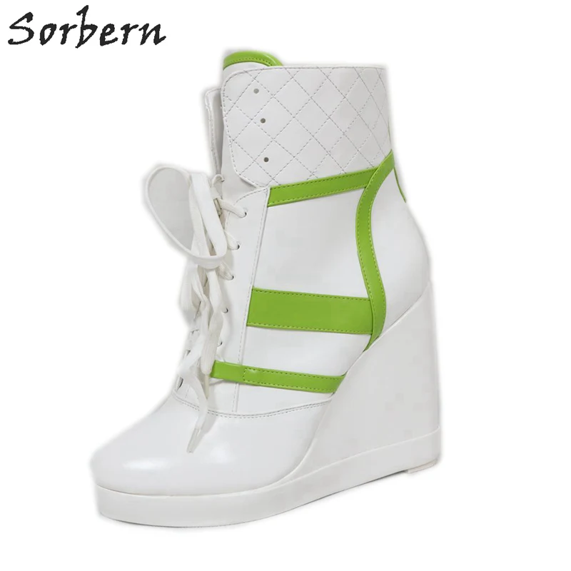 

Sorbern Elegant White Sneaker Women Boots Wedge High Heels Platform Shoes Custom Colors Size 11 Women Shoes Short Booties