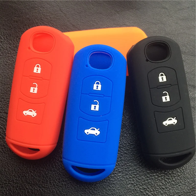 ZAD Silicone rubber car key cover case for Mazda 2 3 5 6 8 Atenza CX5 CX-7 CX-9 MX-5 RX smart 3 button key case cover