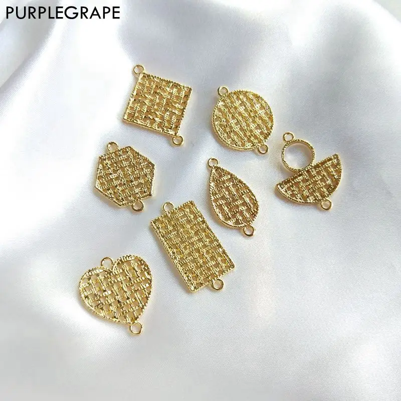 8pcs Geometric pendant diy earrings jewelry accessories materials handmade alloy grid fashion fine retro minimalism female