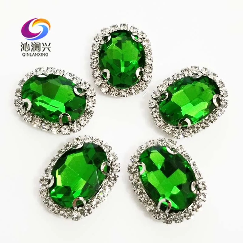 

Grass green oval shape top quality sew on Glass Crystal buckle,flatback loose rhinestones,Diy/Clothing/wedding decoration