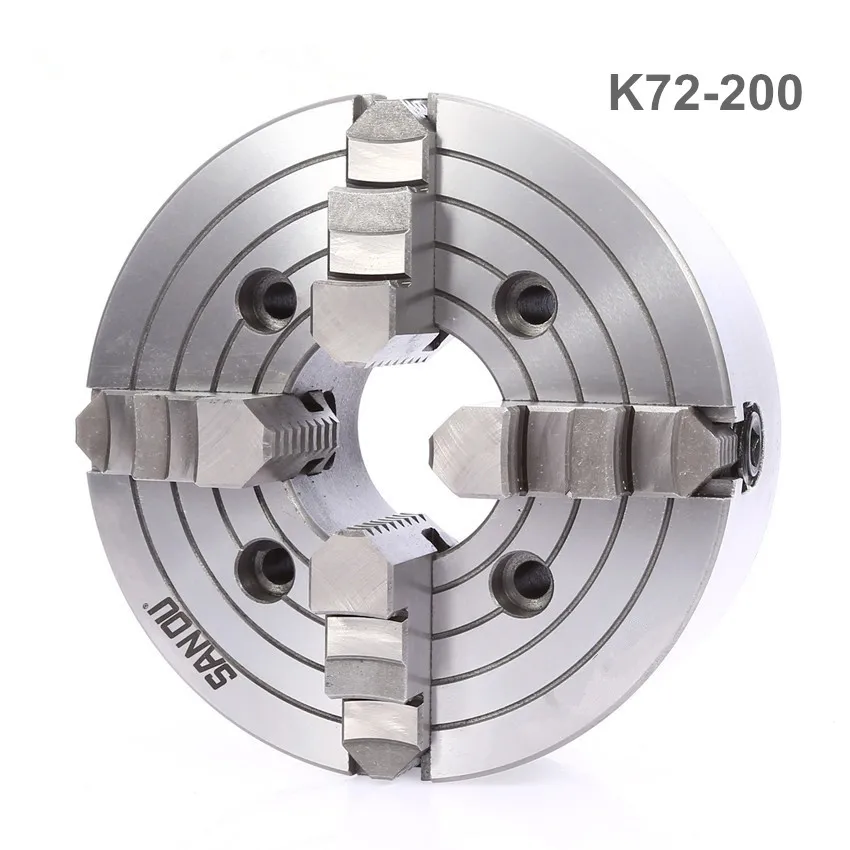 K72-200 4 Jaw Lathe Chuck Four Jaw Independent Chuck 200mm Manual for Welding Positioner Turn Table 1PK Accessories for Lathe