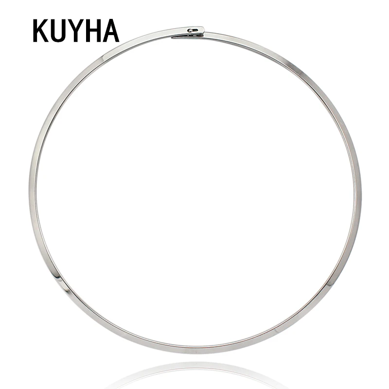 Stainless Steel Necklace Round Statement Punk Style Choker For Girl Boy Femme Jewelry Bijoux Collares