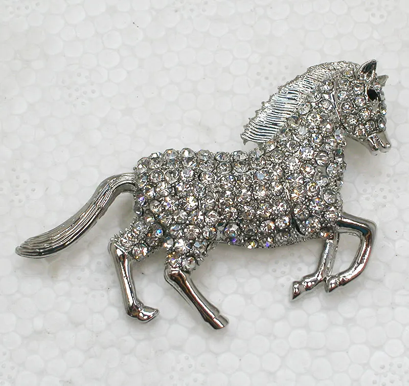 60pcs/lot Mixed Color (Can Notes Color) Wholesale Fashion Brooch Crystal Rhinestone Horse Pin brooches C101362