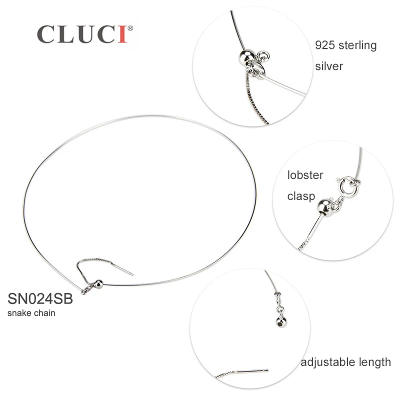 CLUCI Wome Necklace Solid 925 Sterling Silver Chain with Spring Clasp for Pendant SN008-SN023