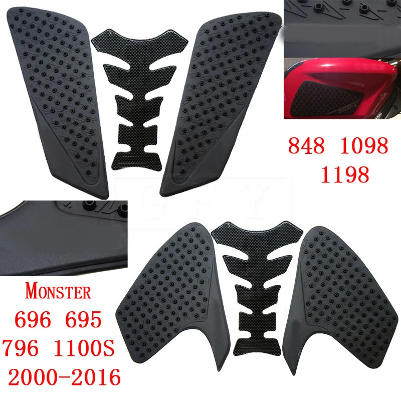 For Ducati Monster 696 695 796 1100S 2010-2013 2014 2015 2016 848 1098 1198 Protector Anti slip Tank Pad Sticker Gas 3M Decal