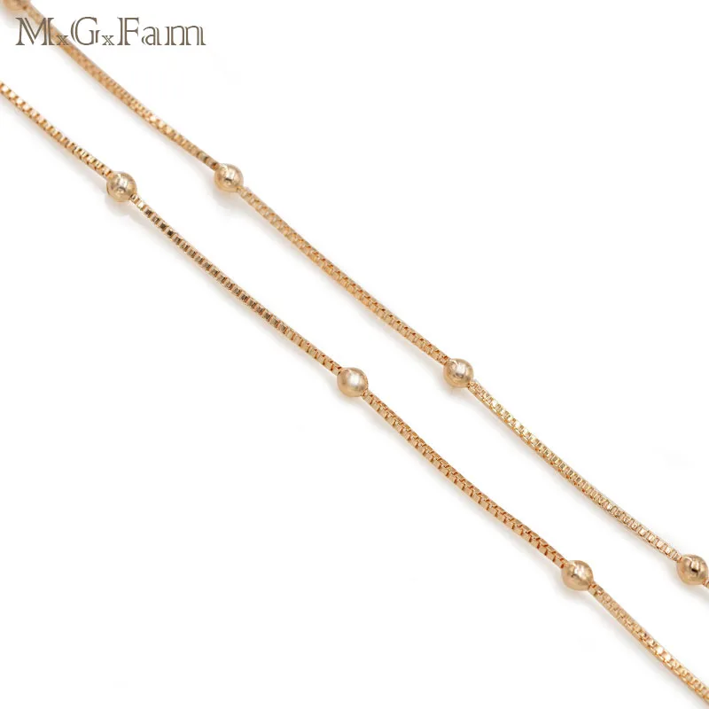 MxGxFam (45 سم × 2 مم) صندوق صغير أنيق مع سلسلة خرز للنساء مطلي بالذهب عيار 18 قيراط صديق للبيئة