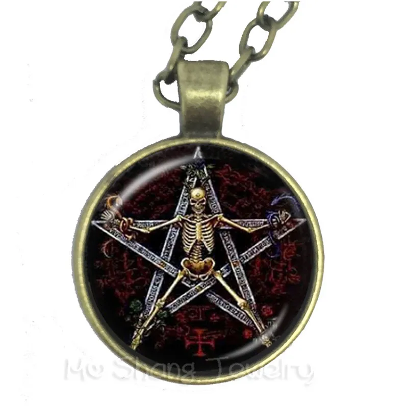 Satanic Baphomet Pentagram Necklace Gothic Satanism Evil Occult Pentacle Jewelry Pagan Charm Gift For Friends