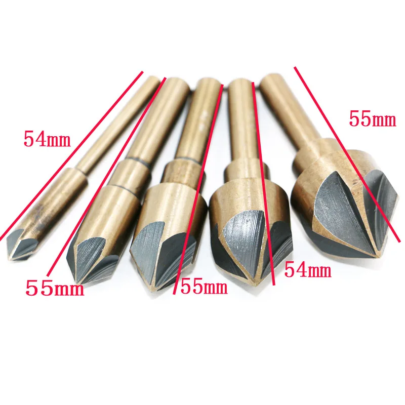 5pcs Industrial Countersink Drill Bit Set 5 Flutes Counter Sink Woodworking Drill Bits Metal Working Chamfer Chamfering Cutter