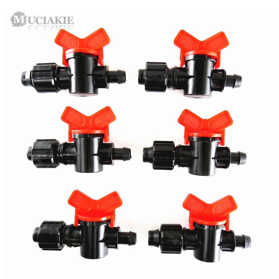 

MUCIAKIE 20pcs Coupling Pipe Switch Valve to Connect Drip Tape 5/8'' to 8mm PE PVC Hose for Driptape Greenhose High Quality