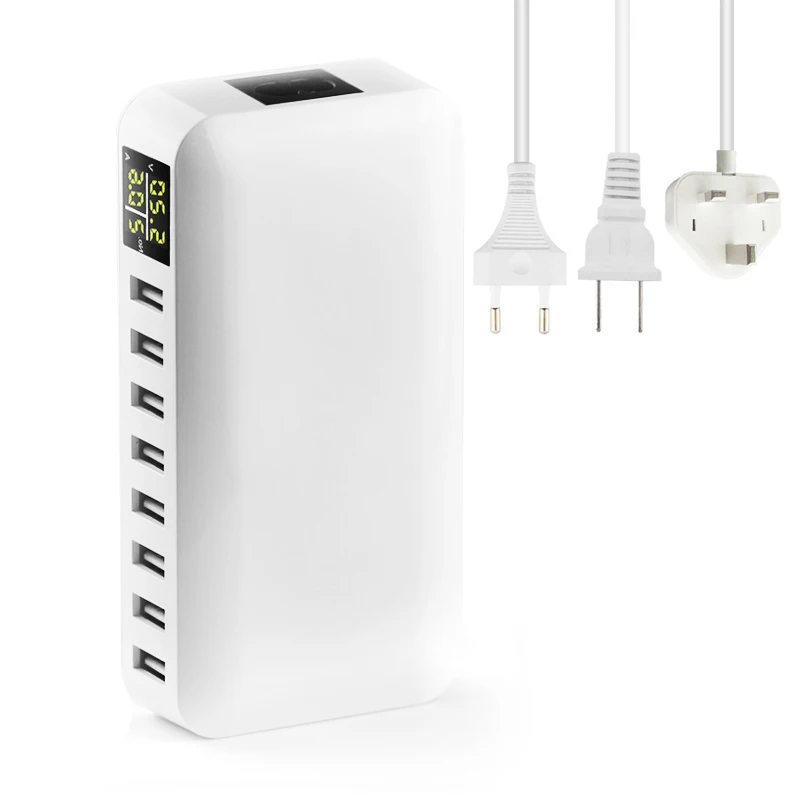 INGMAYA Multi Port USB Charger LED Screen Show Real Time Charging Station For iPhone Samsung Huawei Pixel Mi DV Power Adapter