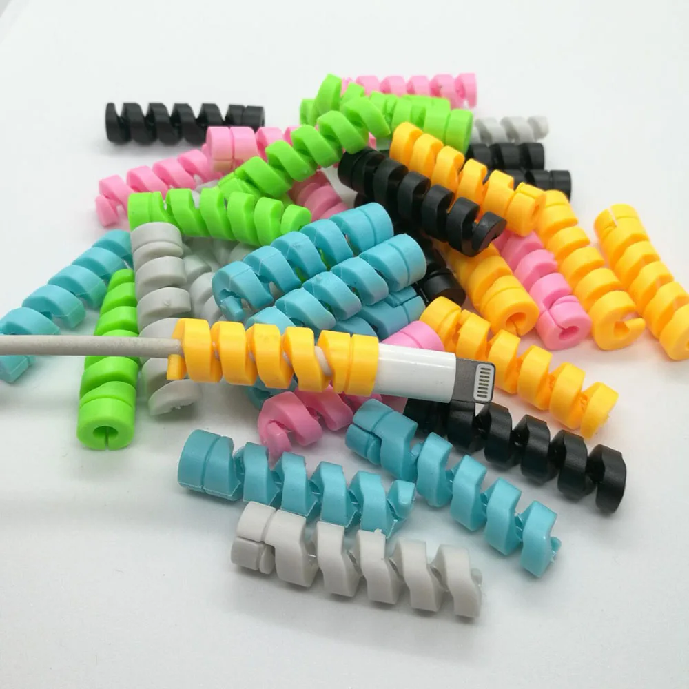 30pcs Spiral Cable protector Data Line Silicone Bobbin winder Protective For iphone Samsung Android USB Charging earphone Case