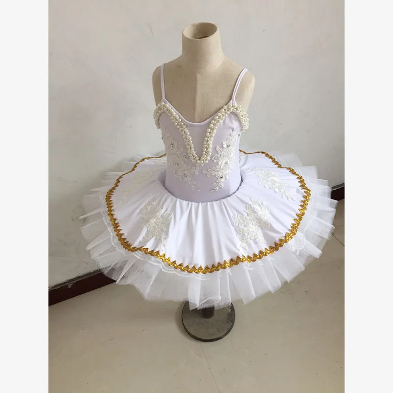 

Custom Made White Beads Ballet Dress ,Girl White Swan Lake Ballet Dancing Tutus Children Dancewear For Female