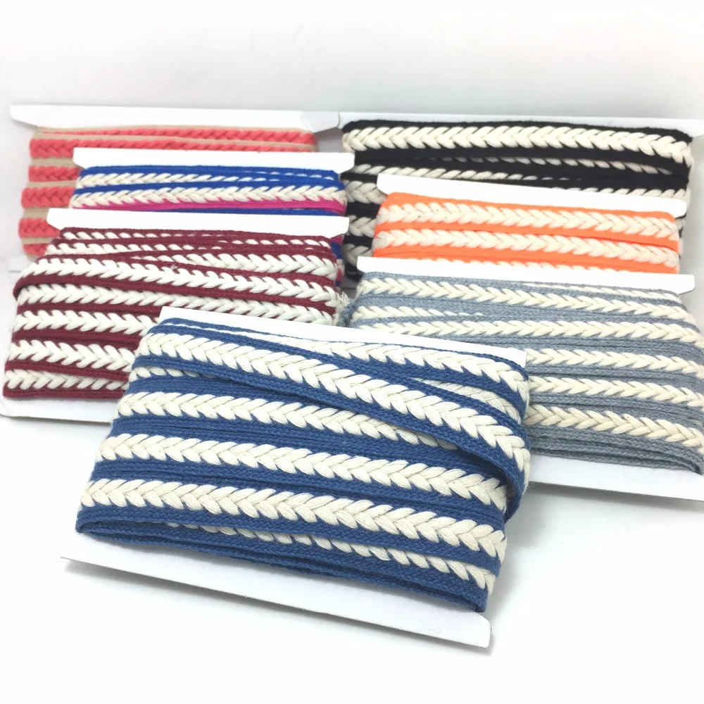 ZERZEEMOOY 15MM 5YARD DIY COLOUR Ribbon handmade the herringbone tape hemp cotton woven label jacquard decoration belt 7 colour