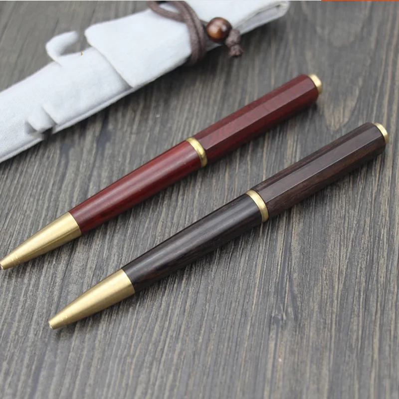 ChinaTraditional Manual wooden roller Pen Natural Color copper Signature Pen  For Business as Luxury Gift Set