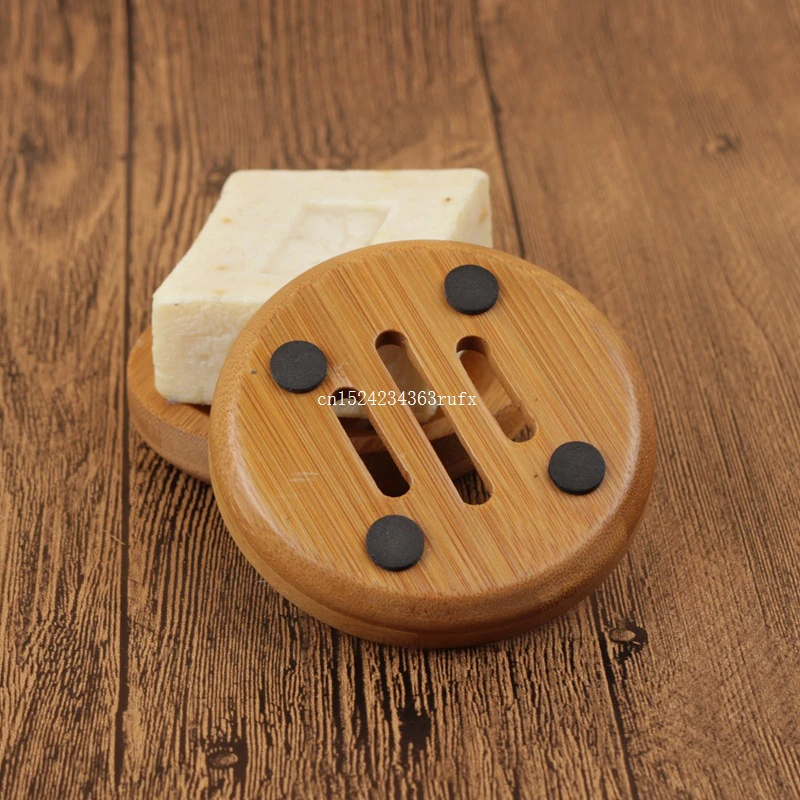 100pcs Natural Bamboo Soap Boxes Wood Soap Dishes Storage Holder Bath Shower Plate Bathroom DHL Fedex Free Shipping