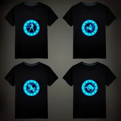 Camiseta luminosa fluorescente de constelaciones Aries Libra Virgo, camisetas Unisex, camisetas de manga corta para hombres, camisetas para niños