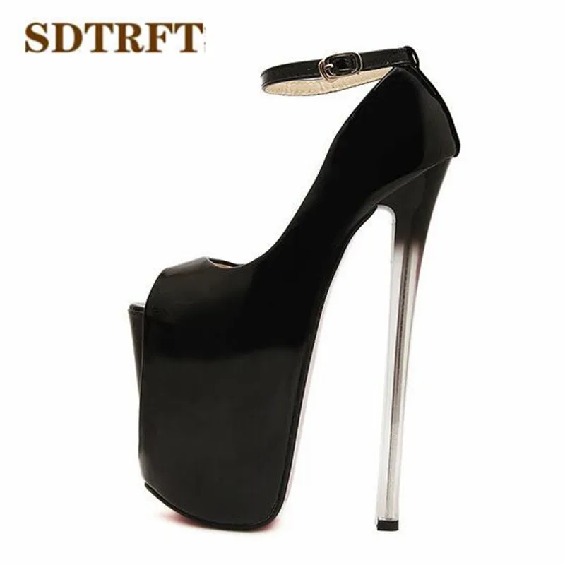 

SDTRFT Crossdresser Summer Platforms Sandals 22 19 16cm thin high heels sexy Peep Toe club pumps women wedding shoes US14 15 16