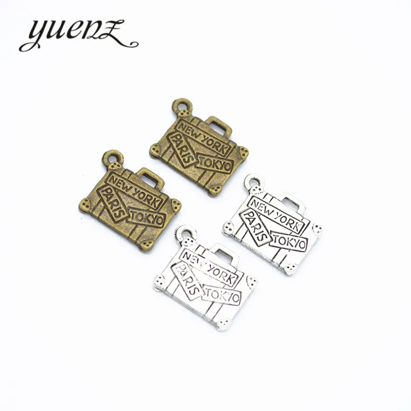 

YuenZ 10 pcs Metal Suitcase Charms Pendants for Jewelry Making DIY Handmade 13*17mm J307