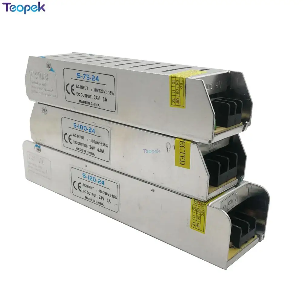 Super Slim Versione 24V 3A 72W 4.5A 100W 5A 120W Interruttore di Alimentazione AC110-220V per DC24V AC-DC Driver Costante di Tensione Dimensione