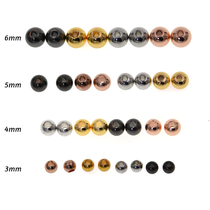 20pcs/lot 3mm 4mm 5mm 6mm Round Copper Spacer Beads Gold Black Color End Seed Beads For Diy Necklace Bracelet Jewelry Making