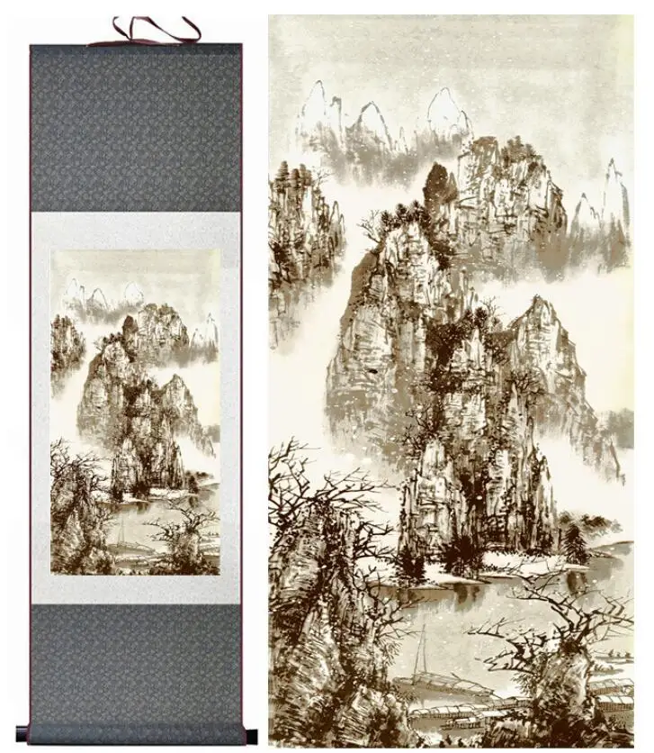 

landscape painting Home Office Decoration Chinese scroll painting mountain and River paintingPrinted painting