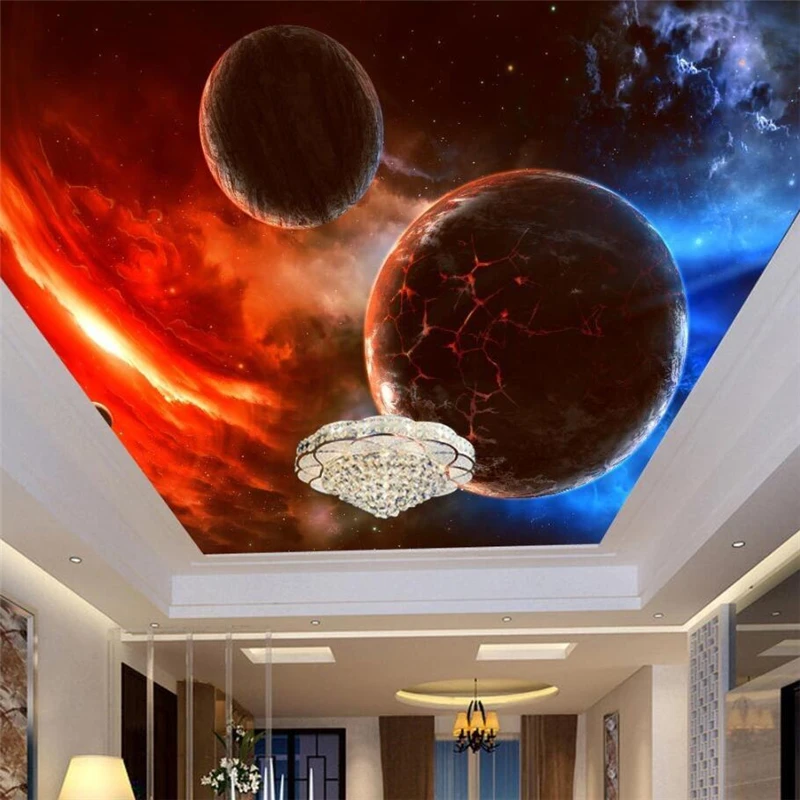 wellyu Stereo Suspended Meteorite Cosmic Star 3D Zenith Mural Custom Large Mural Green Wallpaper papel de parede para quarto