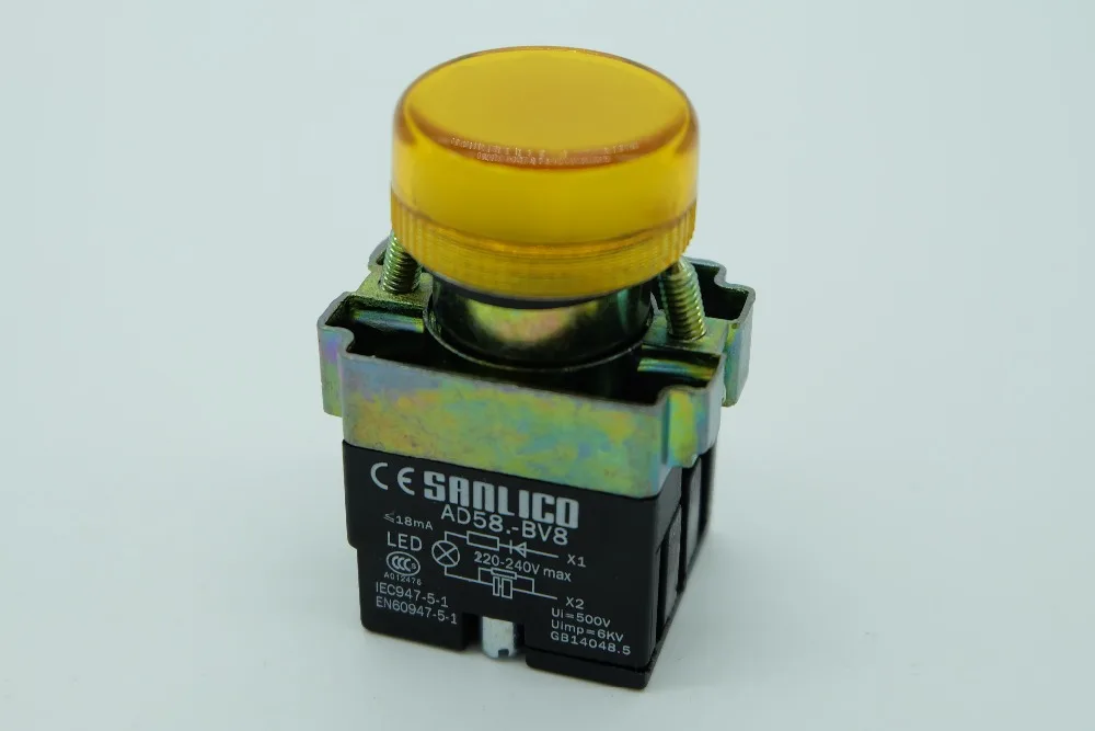 Pilot Indicator Signal Light Lamp with Integral LED SB2 LA68B XB2BV84 Ø22mm