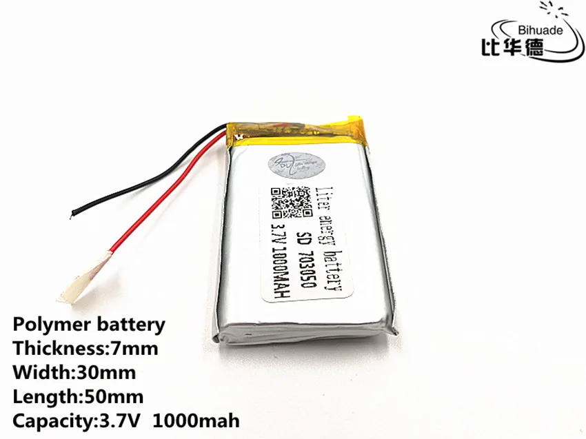 

10pcs/lot Good Qulity 3.7V,1000mAH,703050 Polymer lithium ion / Li-ion battery for TOY,POWER BANK,GPS,mp3,mp4