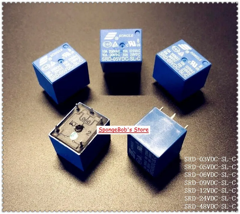 5pcs/Lot SRD-12VDC-SL-C / SRD-24VDC-SL-C / SRD-48VDC-SL-C SONGLE Power Relay 5PINS 12/24/48V PCB Type