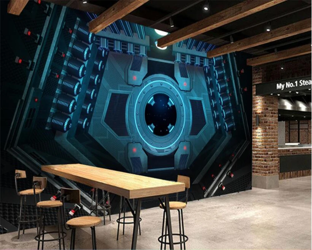 beibehang papel de parede 3d stereoscopic spaceship bar background wall wallpaper papier peint hudas beauty tapety bebang