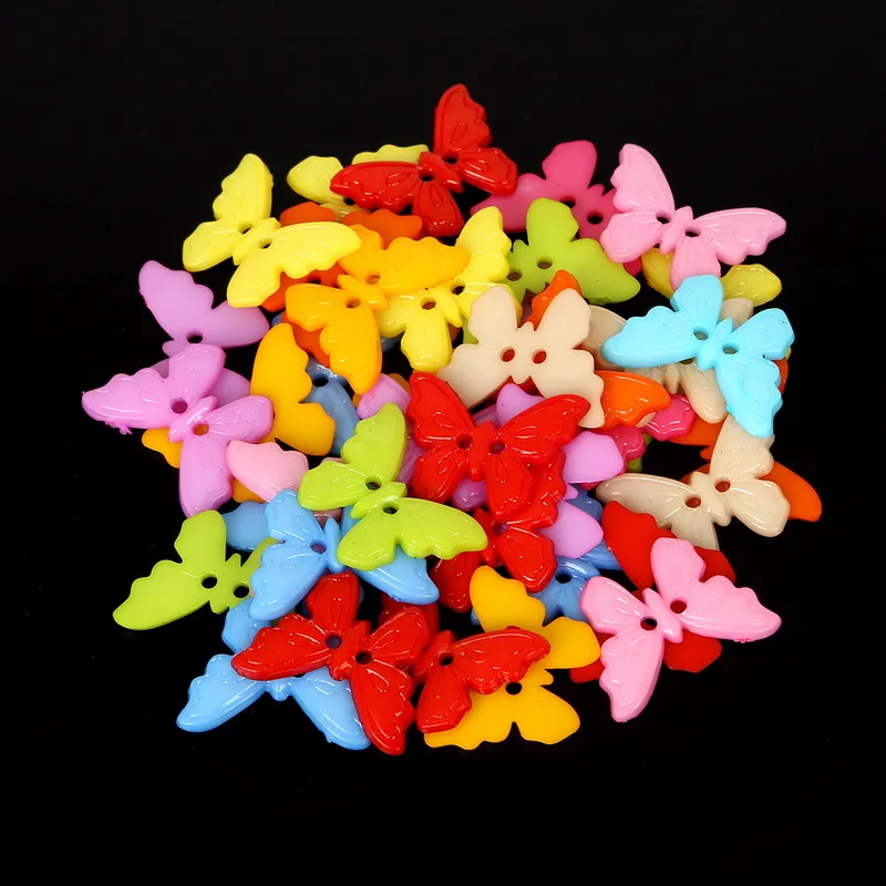 23x17mm Sewing 50Pcs/lot Mixed 2- Holes Resin Butterfly Buttons Scrapbooking Accessories DIY Home Clothes