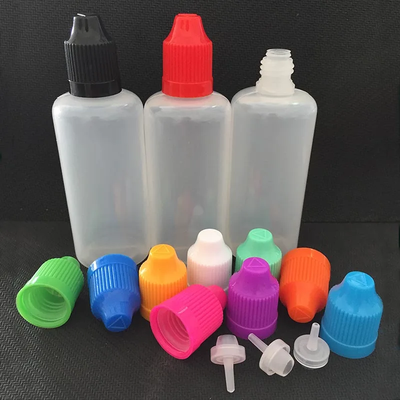 

1000pcs empty Plastic PE 60m E Liquid Refillable Dropper Bottles with Childproof Cap and Long Thin Dropper Tips for Nail Gel