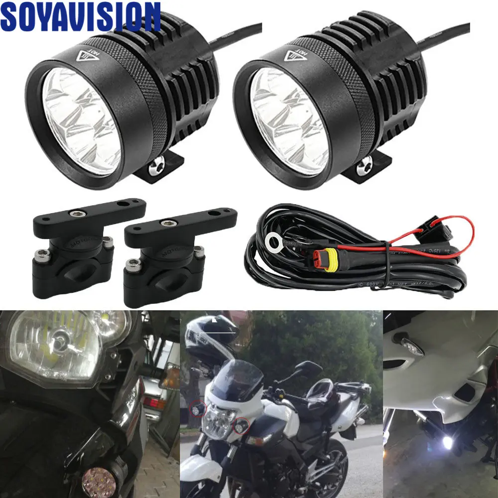 2PCS Universal 6 Chips Headlight LED Motorcycle Motorbike 4000 LM Moto Spotlight Waterproof Fog Spot Motos Bulb Super Bright