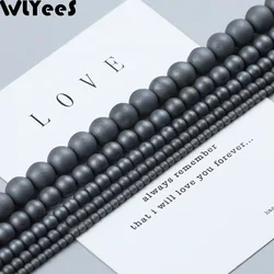 WLYeeS Polish Round Beads Matte Black Natural Hematite Stone 2 3 4 6 8mm Ball Spacer Loose Beads for DIY Jewelry Bracelet Making