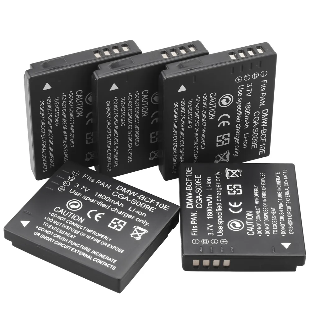 5pcs Probty DMW-BCF10E DMW BCF10e Camera Batteries for Panasonic DMC-FS12 DMC-FS4 FX40 DMC-F2 DMC-FT1 FT3 DMC-TS1 TS2 TS3 FX550