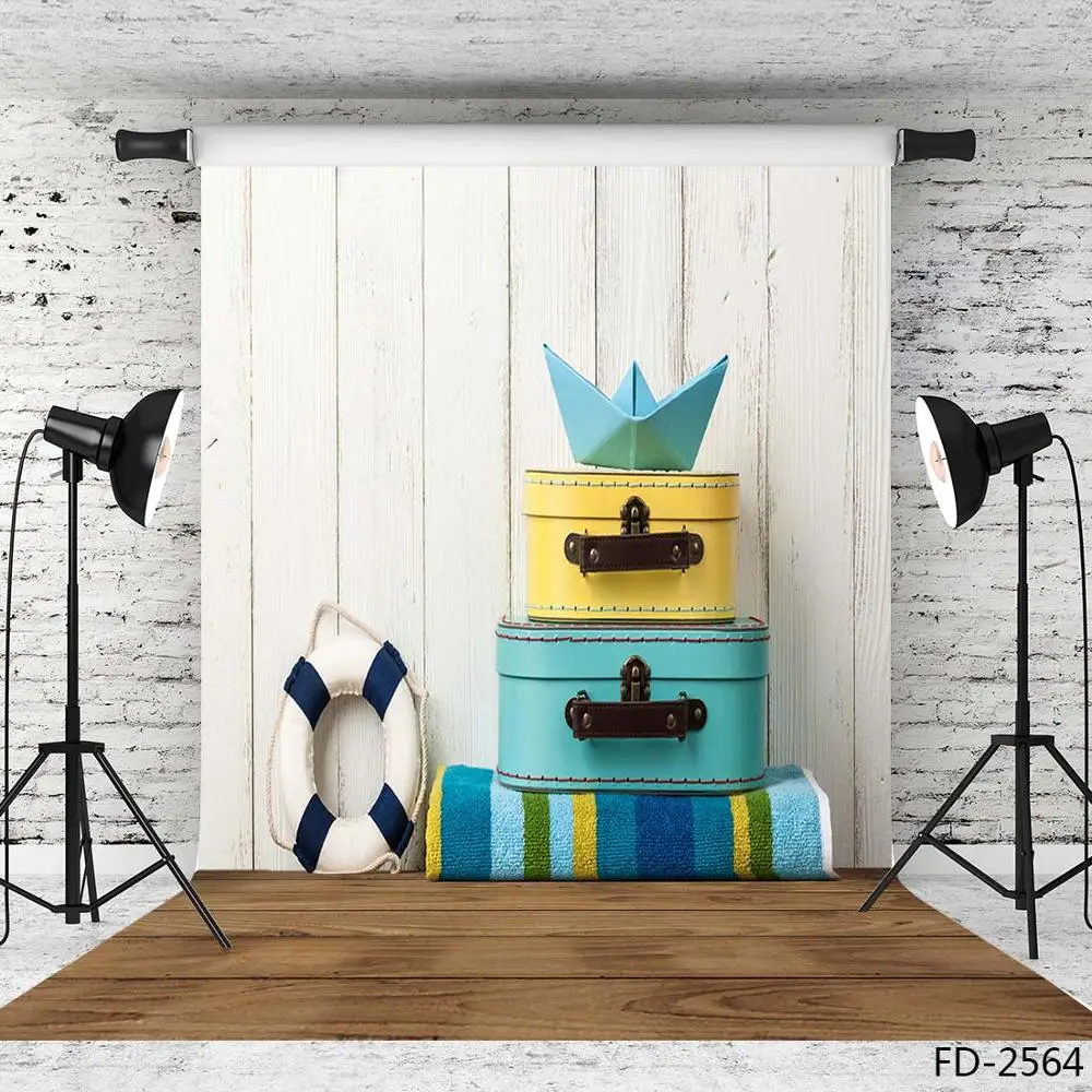 Baby Koffer Papier Boot Schwimmen Ring Fotografischen Kulissen Vinyl Tuch Foto Hintergrund Foto Shootings für Baby Kinder Neugeborenen