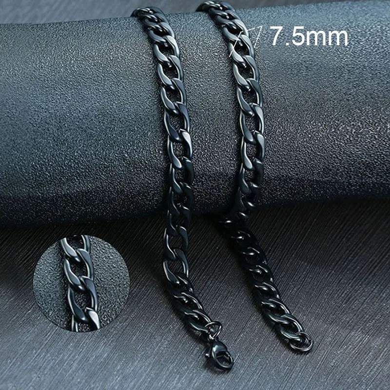 Vnox männer Cuban Link Kette Halskette Edelstahl Schwarz Gold Farbe Männlichen Halsband colar Schmuck Geschenke für Ihn