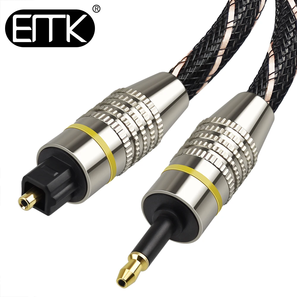 EMK Toslink to Mini Toslink Cable 3.5mm Digital Sound SPDIF Optical Cable 3.5 to Optical Audio Cable Adapter for TV BOX Soundbar