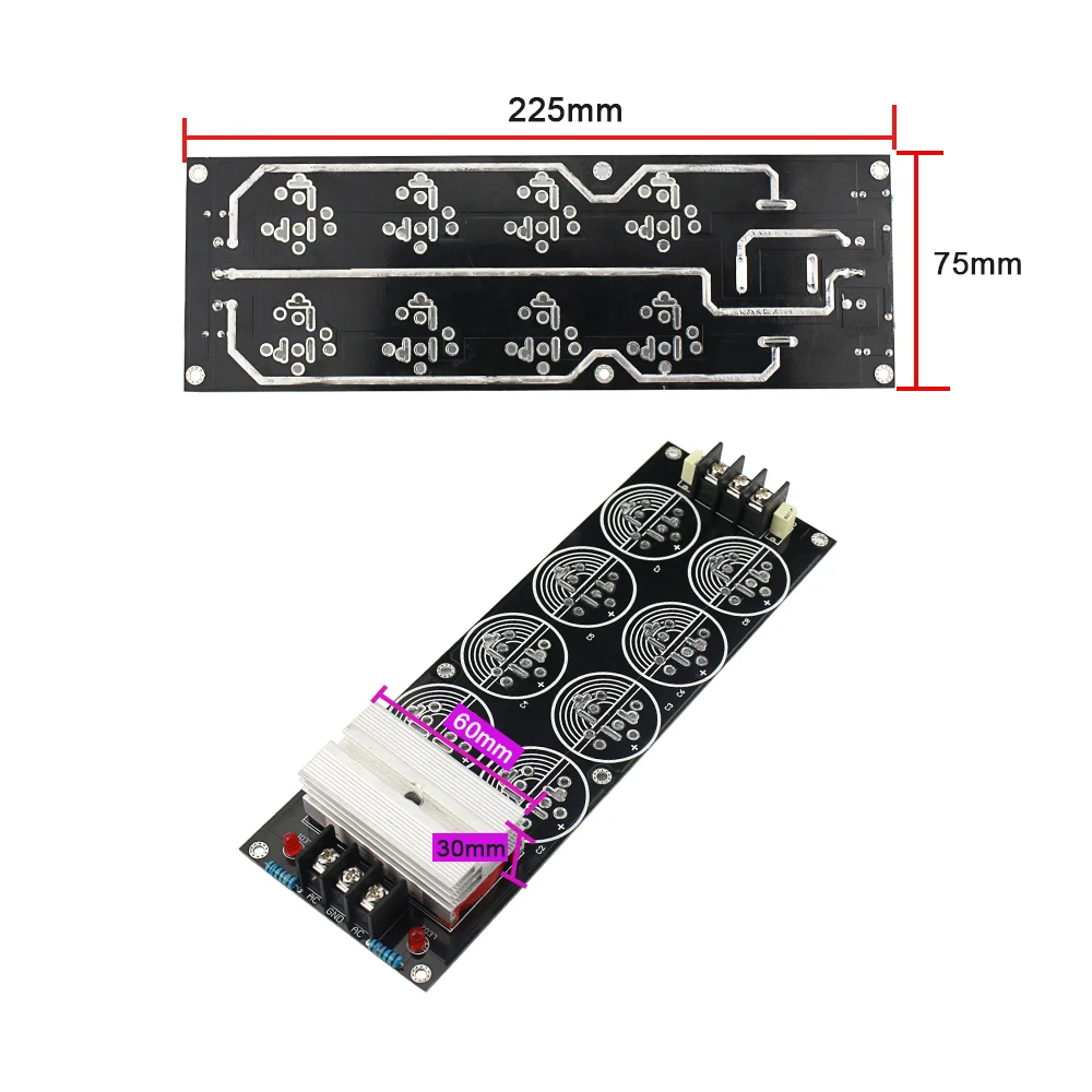 GHXAMP 50A 1000V Amplifier Rectifier Filter Board 8 capacitor 35mm High Power Dual Power Supply Board