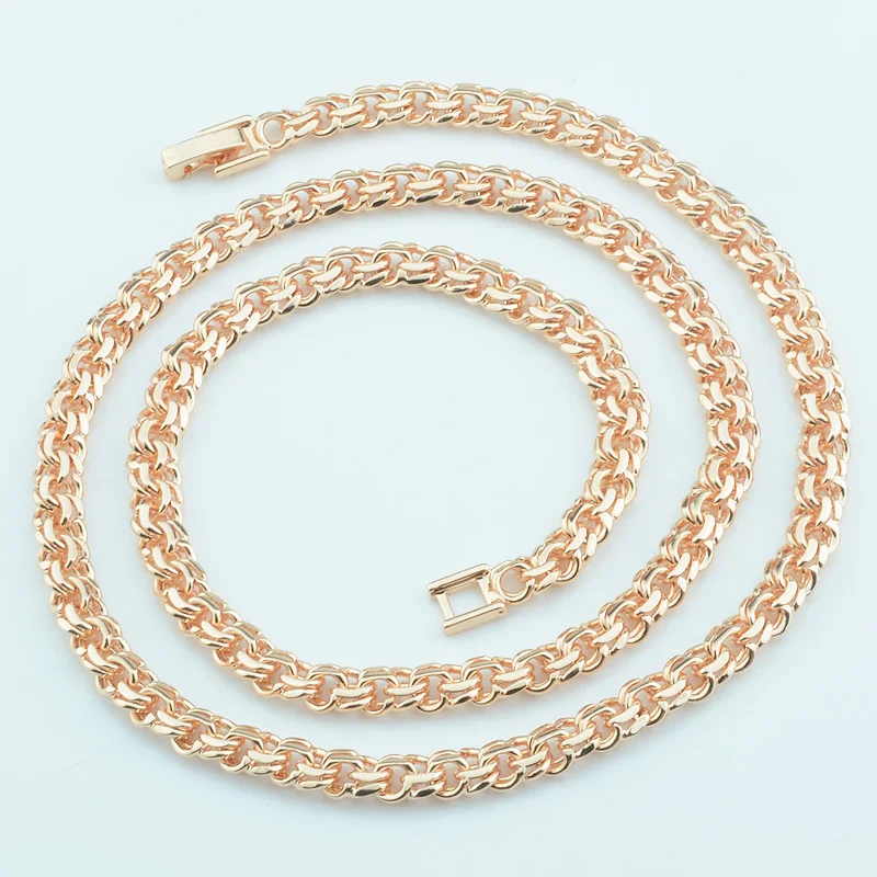 1pcs 8mm Men Big Necklace Womens Rose Gold Color Double Curb Chain 50cm 60cm 24inch Toggle Lock