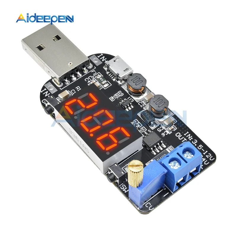 USB 5 فولت إلى 3.3 فولت 9 فولت 12 فولت 18 فولت 24 فولت قابل للتعديل باك دفعة الجهد المنظم التنحي تصعيد وحدة LED عرض 5 فولت إلى 1-24 فولت