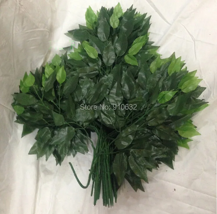 

60pcs 55cm Length Green Banyan Tree Leaf Leaves Branch Silk Artificial For Wedding Home Office Decoration