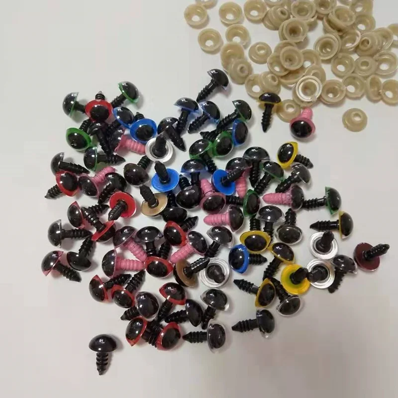 100PCS Mixed Plastic Safety Eyes DIY Doll Amigurumi Craft Supplies For Animal Puppet Crafts Decoration Cartoon Screw Eye Nail