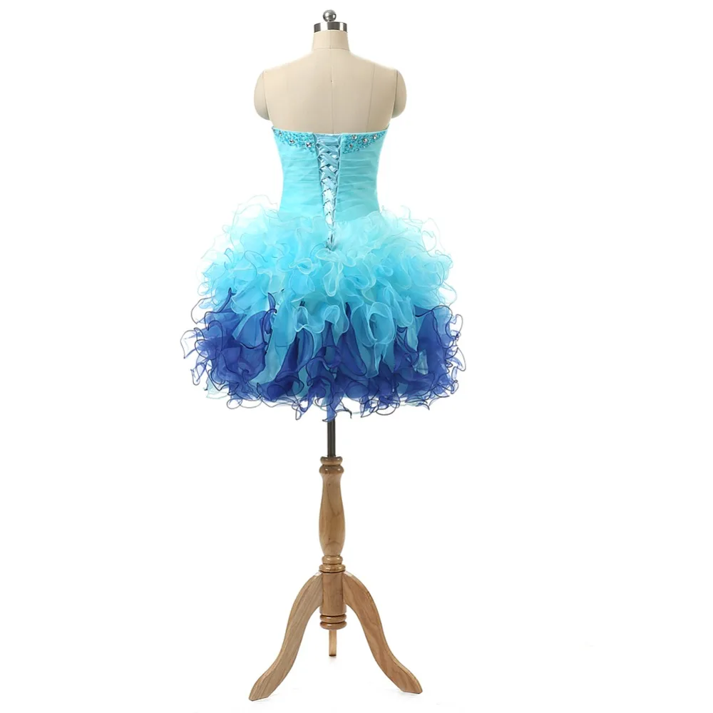 Ruthshen แสงสีฟ้าราคาถูก Homecoming ชุด Real Photo Junior วัยรุ่นสั้นชุด Ruffles Organza Graduation Party Dresses