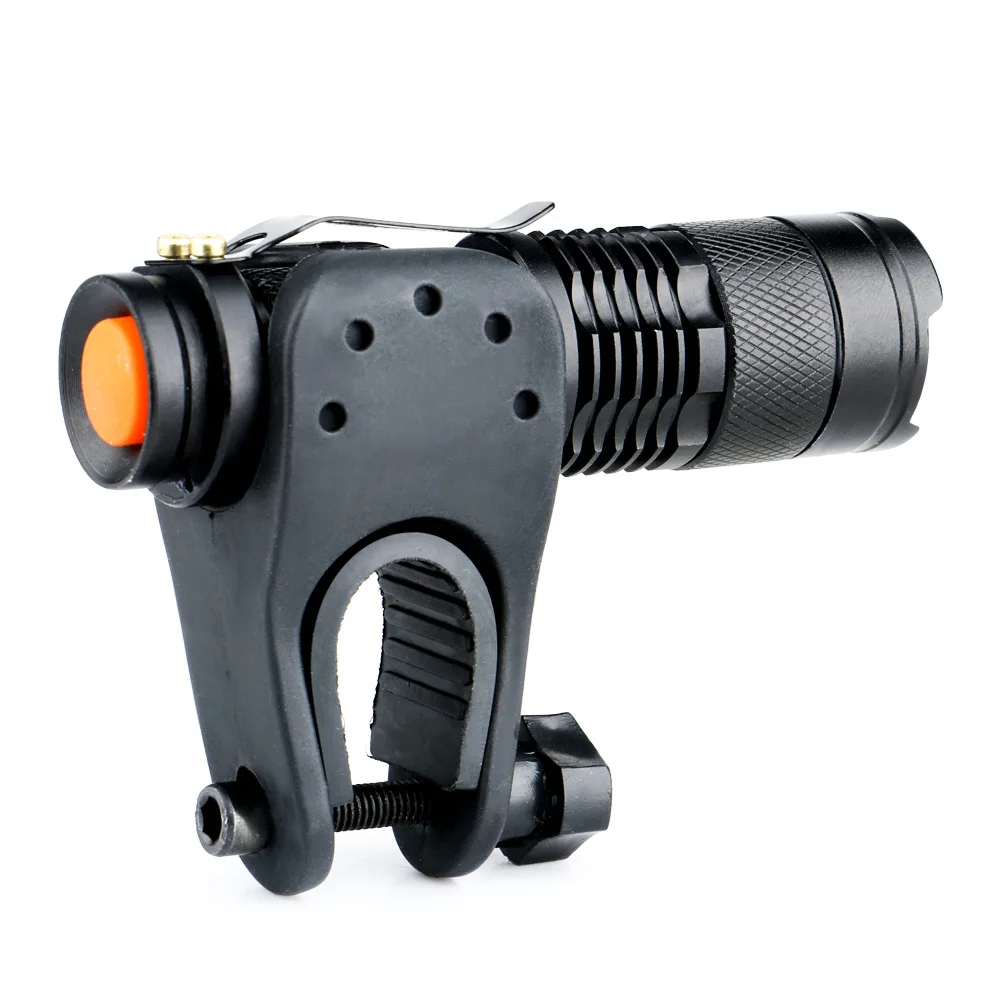 Portable Adjustable Focus 2000 Lumens LED Flashlight Torch AA 14500 Mini Penlight Lantern bike Bicycle Torch Clip Holder