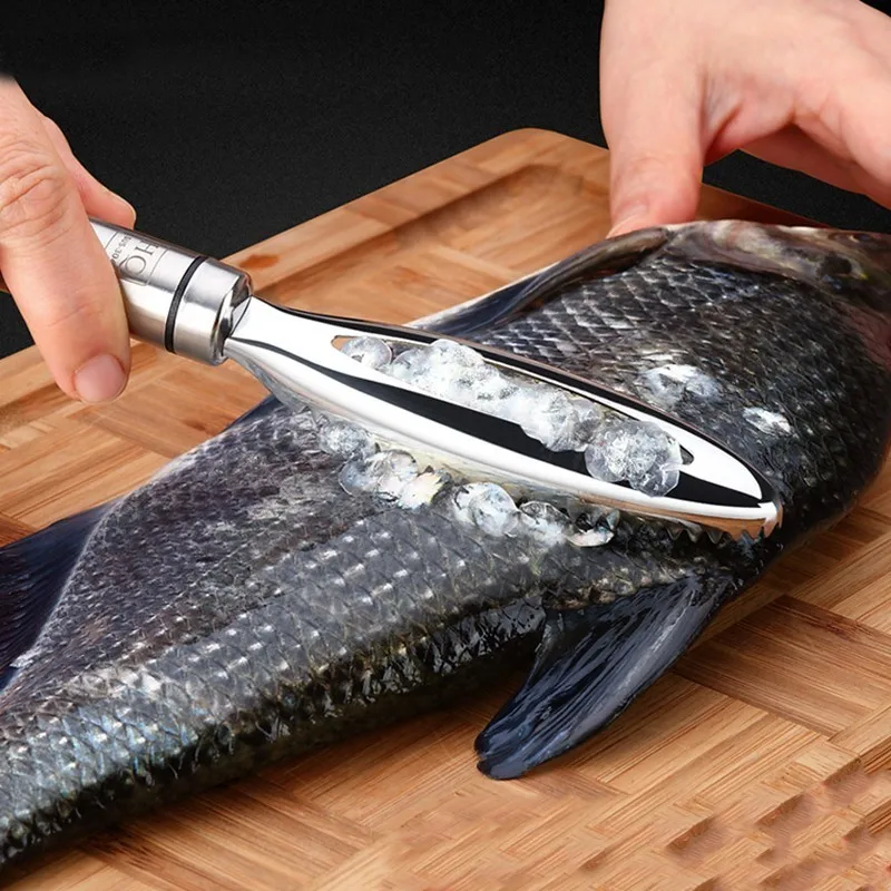 Râpes à gratter pour écailles de poisson en acier inoxydable, accessoires de cuisine, gadget à enlever rapidement les livres de poisson, éplucheur,