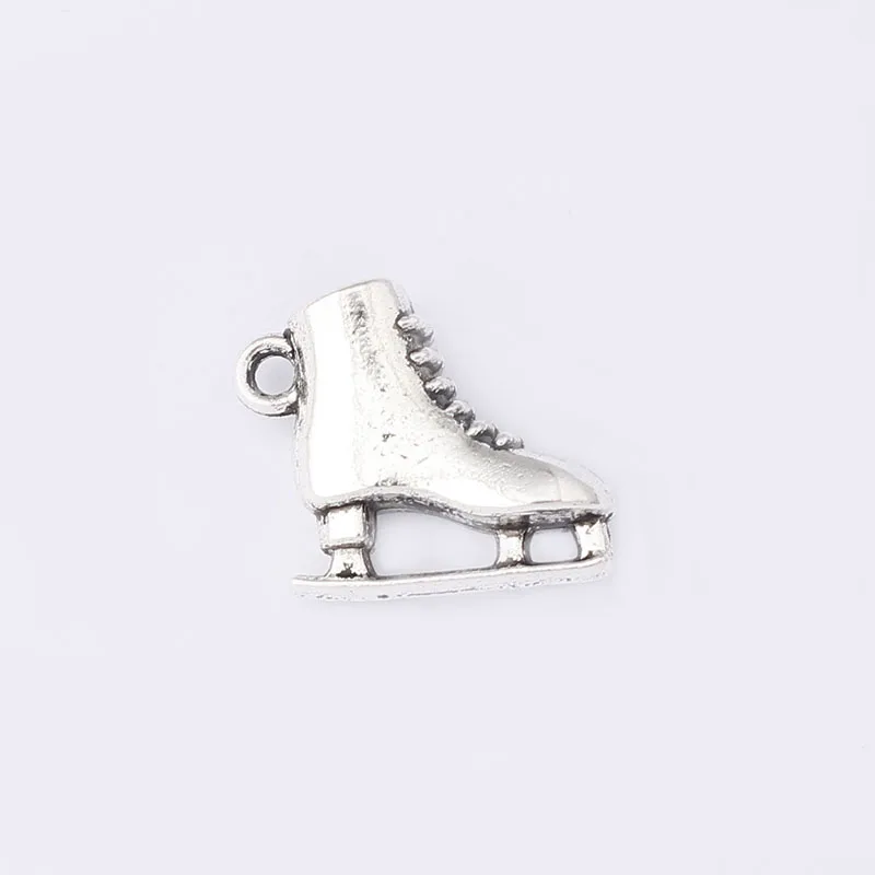 10PCS Antique Tone 3D Ice Skates Charms Roller Skates Shoes Pendant DIY Necklace Making Jewelry Findings 20x18mm