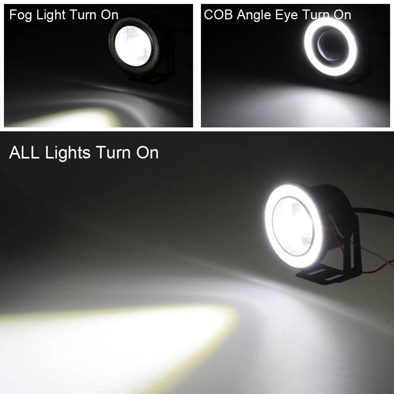Universal Car COB LED Angel Eye DRL Fog Lights 64/76/89mm - Image 3