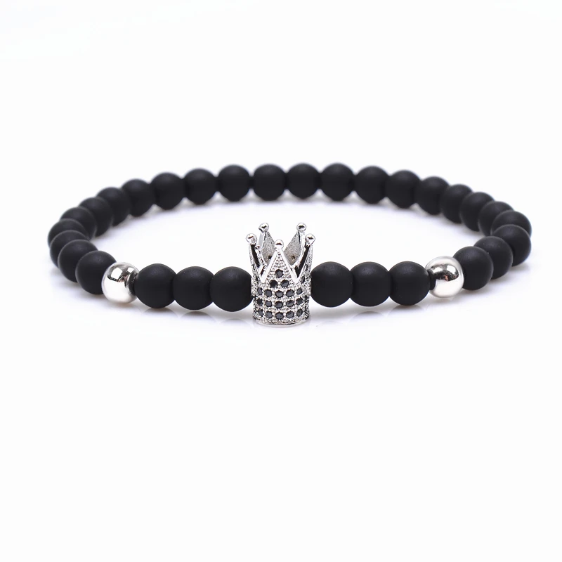 2018 New Brand Trendy Imperial Crown Charm Bracelets Men Natural Stone Stone Beads For Women Men Jewelry pulsera hombres