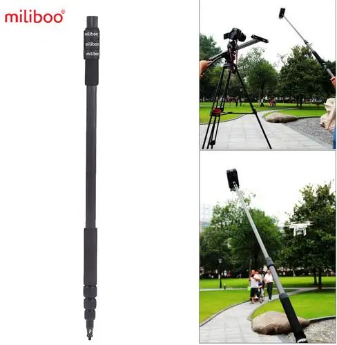 miliboo 300cm/9.9ft  Microphone Boom Carbon Fiber Lightweight Telescoping Micro Boom Pole Holder Mount Stand Interview Filming